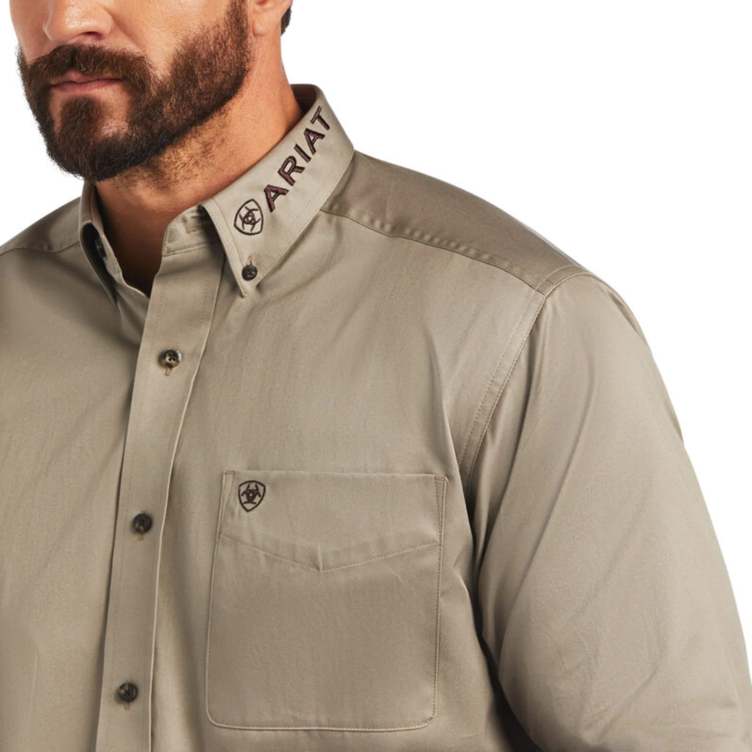 Ariat® Men's Brindle Brown Clasic Fit Logo Button Down Shirt 10040700 - Image 3