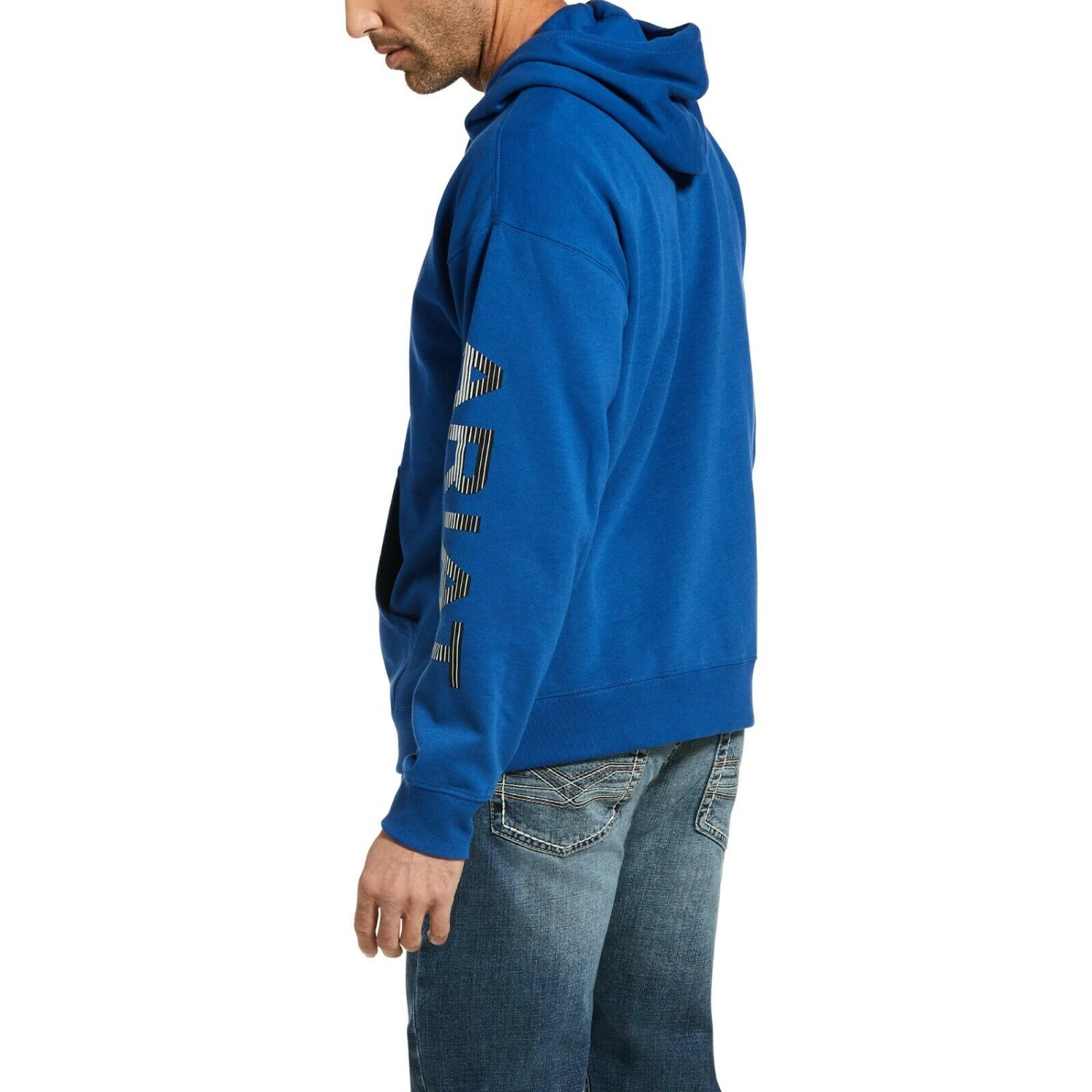 Ariat® Men's Stencil Logo Brushed Fleece Cobalt Hoodie 10033146 - Image 2