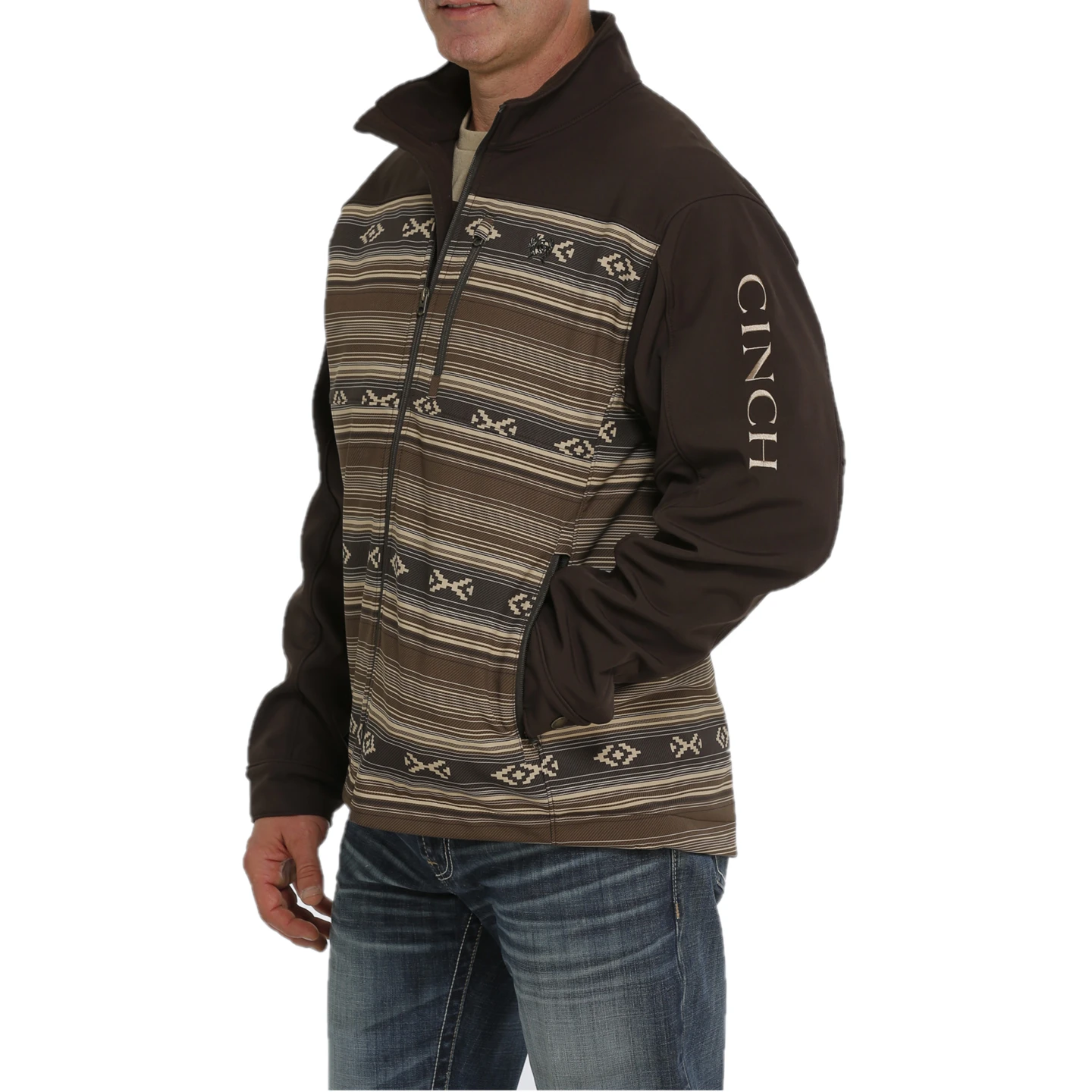 Cinch® Men's Aztec Printed Brown Bonded Softshell Jacket MWJ1583002 - Image 2