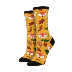 SockSmith Ladies Foxy Fall Yellow Crew Socks WNC2808-YEL