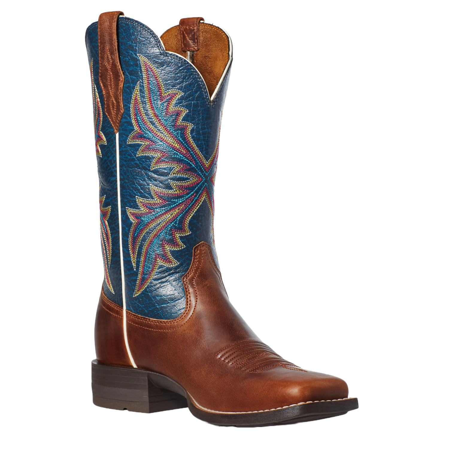 Ariat Ladies West Bound Russet Rebel & Navy Square Toe Boots 10035986