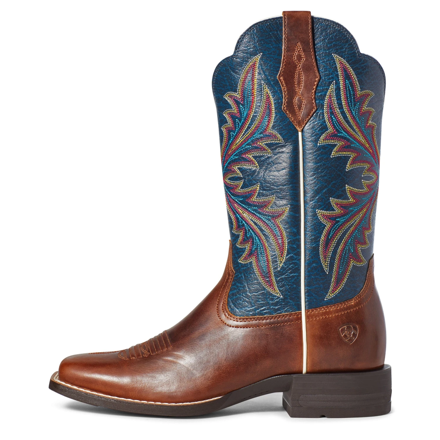 Ariat Ladies West Bound Russet Rebel & Navy Square Toe Boots 10035986 - Image 3