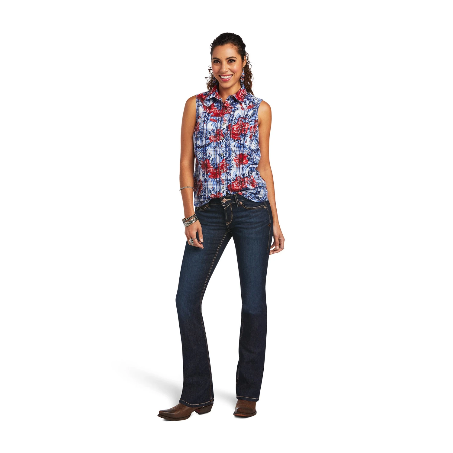 Ariat Ladies REAL Billie Jean Tropic Plaid Shirt 10040614 - Image 6