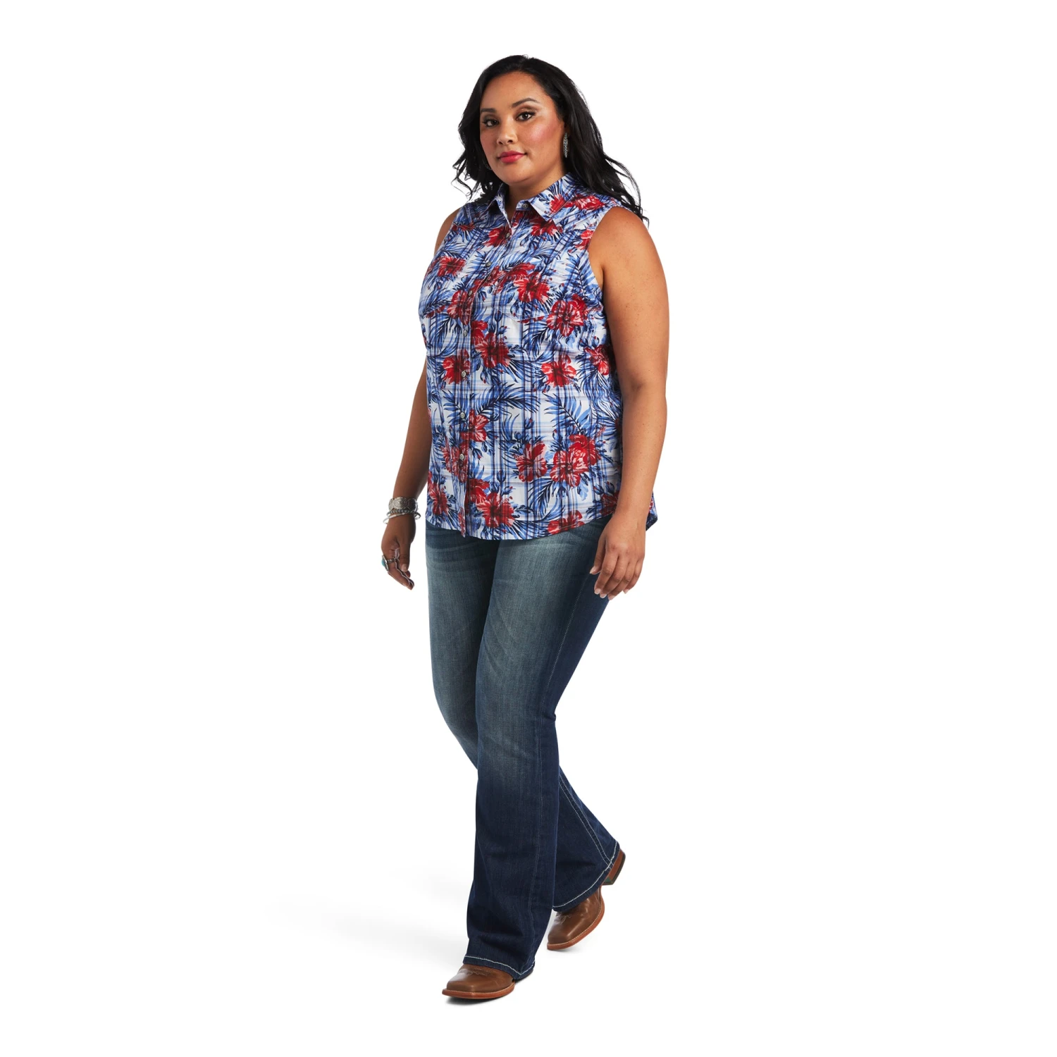 Ariat Ladies REAL Billie Jean Tropic Plaid Shirt 10040614 - Image 7